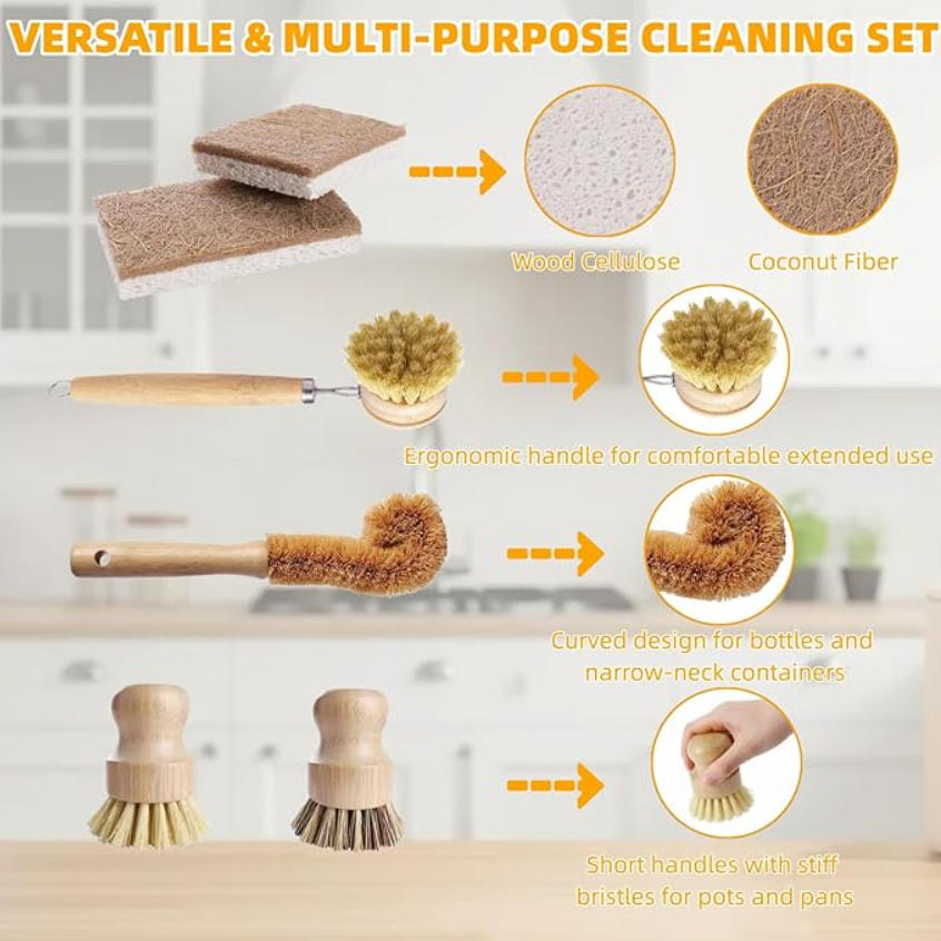 Conjunto de 6 Escovas de Bambu - Substrate Coconut Fiber avaliação e preço